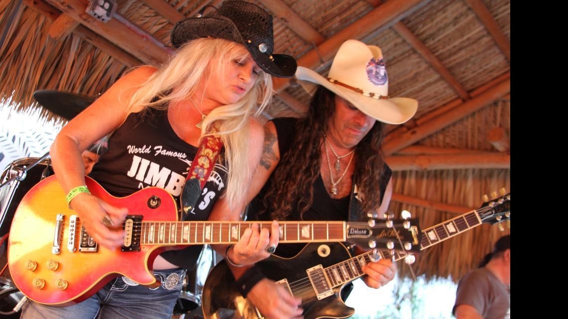 
Members of local rock 'n' roll group, the Loose Cannons, rock out on Sunday at Gramps in Wynwood. They played on stage the whole day in celebration of Jimbo's 88th birthday. They regularly performed at Jimbo's Island on weekends when it was still operating.
