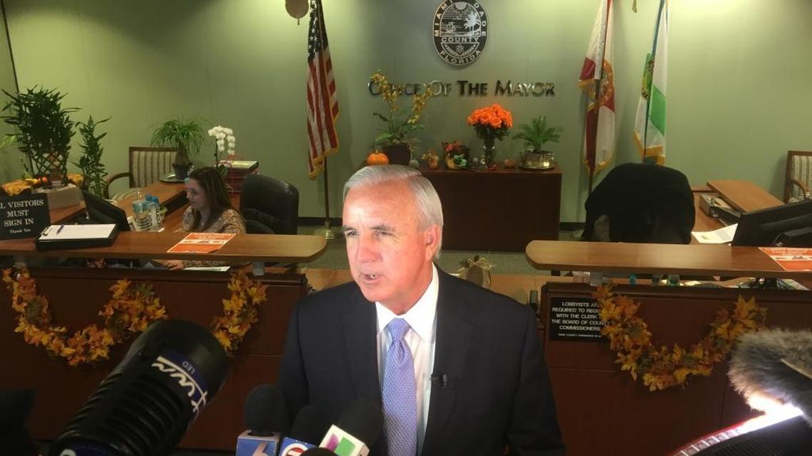 Miami-Dade Mayor Carlos Gimenez outside of his County Hall offices in November 2016.