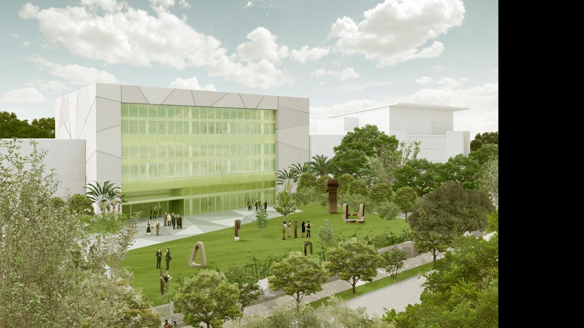 
A rendering of the sculpture garden behind the proposed Institute of Contemporary Art.
