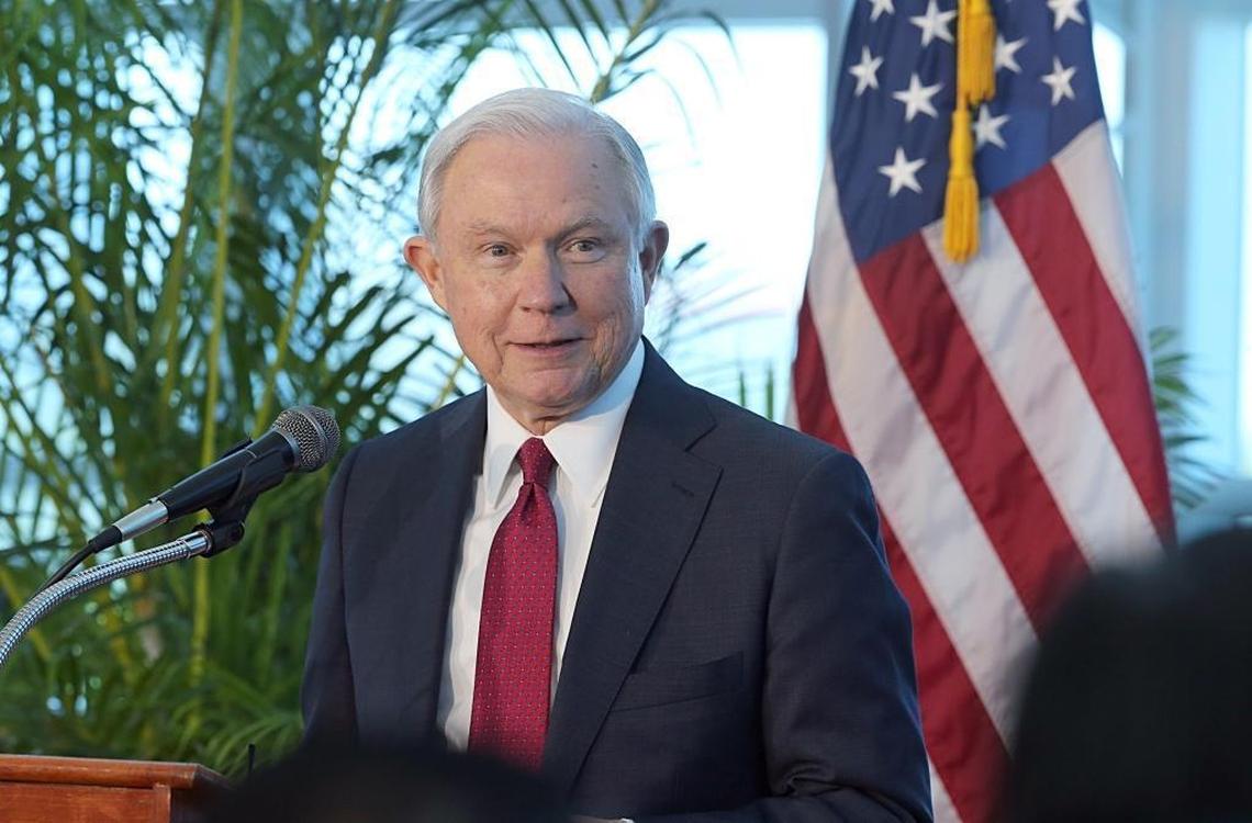 U.S. Attorney General Jeff Sessions speaks about the growing trend of violent crime in sanctuary cities highlighting jurisdictions like Miami-Dade that have increased their cooperation and information sharing with federal immigration authorities. Sessions spoke at Port of Miami Terminal E, on Wednesday, August 16, 2017.