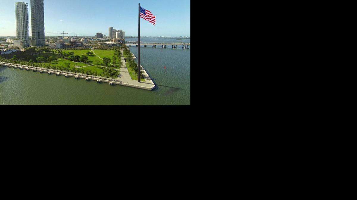 
A rendering of the Flag of Gratitude at the Museum Park location desired by Mike Fernandez.
