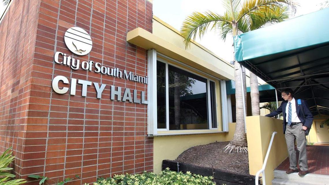 South Miami Mayor Philip Stoddard in front of City Hall in April 2016.