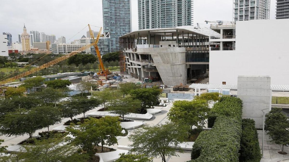 Construction of the Patricia and Phillip Frost Museum of Science as it looked in January 2016.