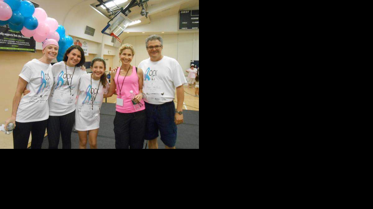 
Rabbi Rachel Greengrass, Rylee Hollub, Aliya Hollub, Amy Hollub and Harry Hollub are all smiles at the first Rock ‘N Run in 2013. The event raised over $40,000 last year for breast and ovarian cancer research and awareness.
