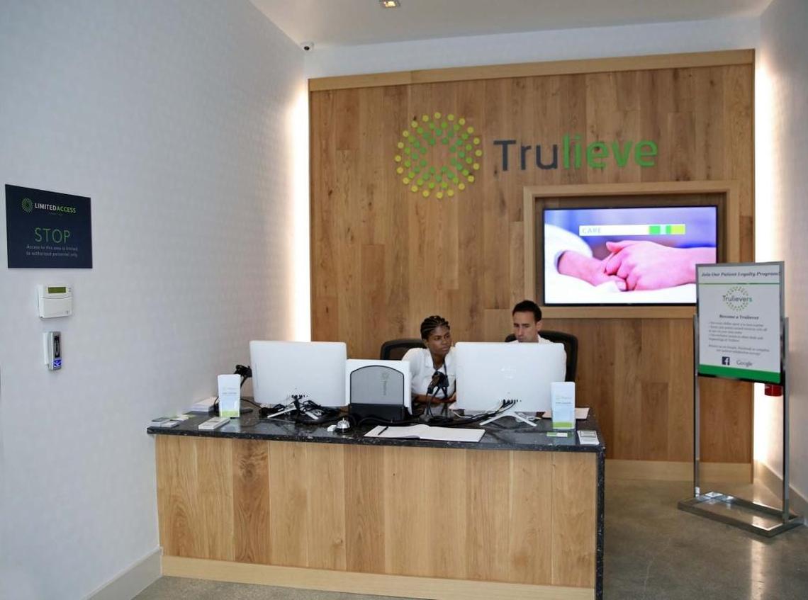 The reception lobby area at Trulieve, Miami's first retail medical marijuana dispensary.