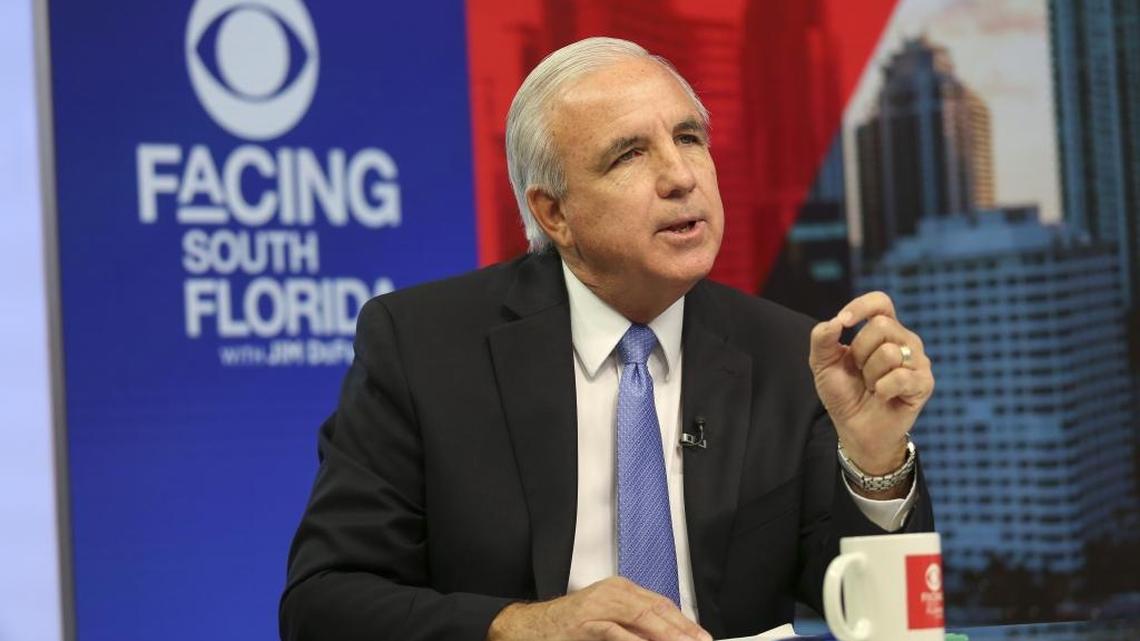 Mayor Carlos Gimenez debates Raquel Regalado for the Miami-Dade mayor's race live on Jim DeFede's "Facing South Florida" at WFOR's Channel 4 studios in Doral on Sunday, Oct. 9, 2016.