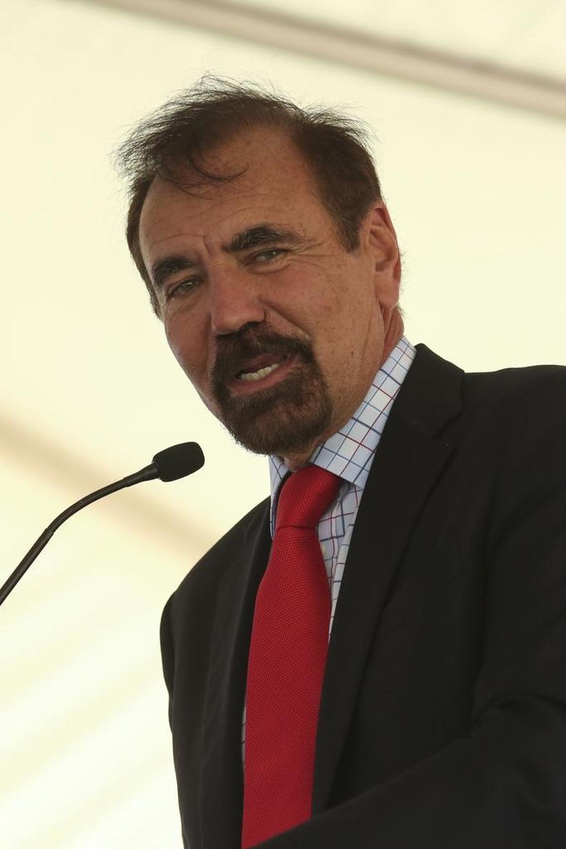 Jorge M. Perez, chairman and CEO of Related Group, speaks during a groundbreaking ceremony for the Liberty Square Rising project.