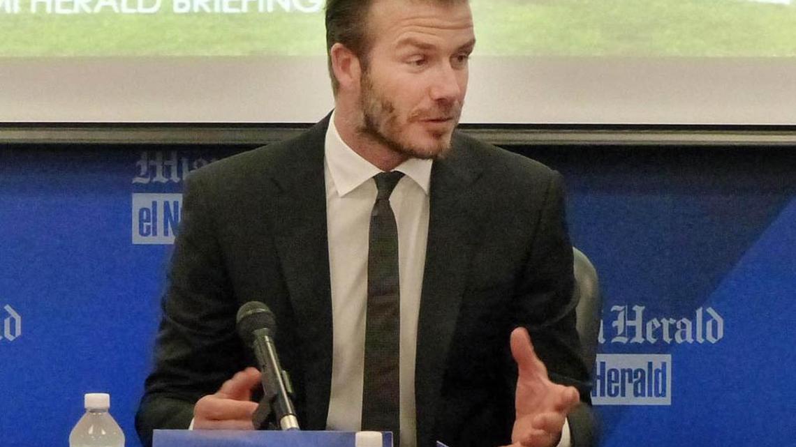 David Beckham speaks to the Miami Herald Editorial Board on Thursday May 8, 2014. Major League Soccer is expected to be part of an announcement in Miami formally approving Beckham and partners to launch an MLS franchise in Miami.