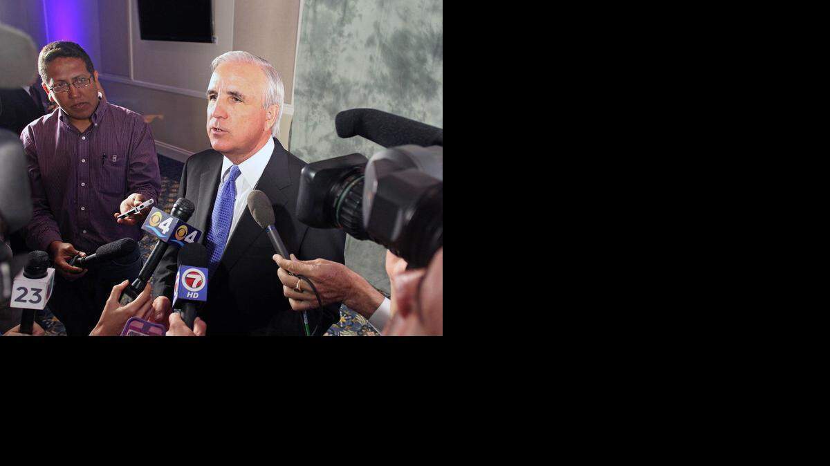 
Miami Dade Mayor Carlos Gimenez speaks to the media after delivering the 2014 State of the County Address in Hialeah on Wednesday 26, 2014
