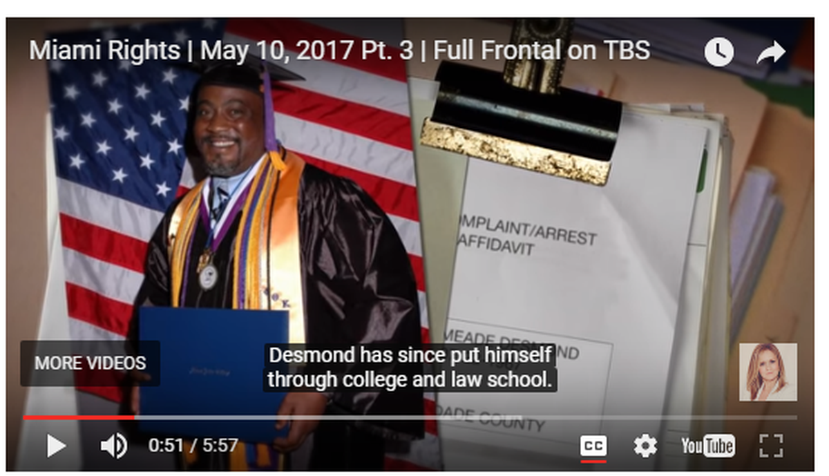 Desmond Meade appeared on Samantha Bee’s show May 10 to discuss Florida’s law that takes away felons’ voting rights.