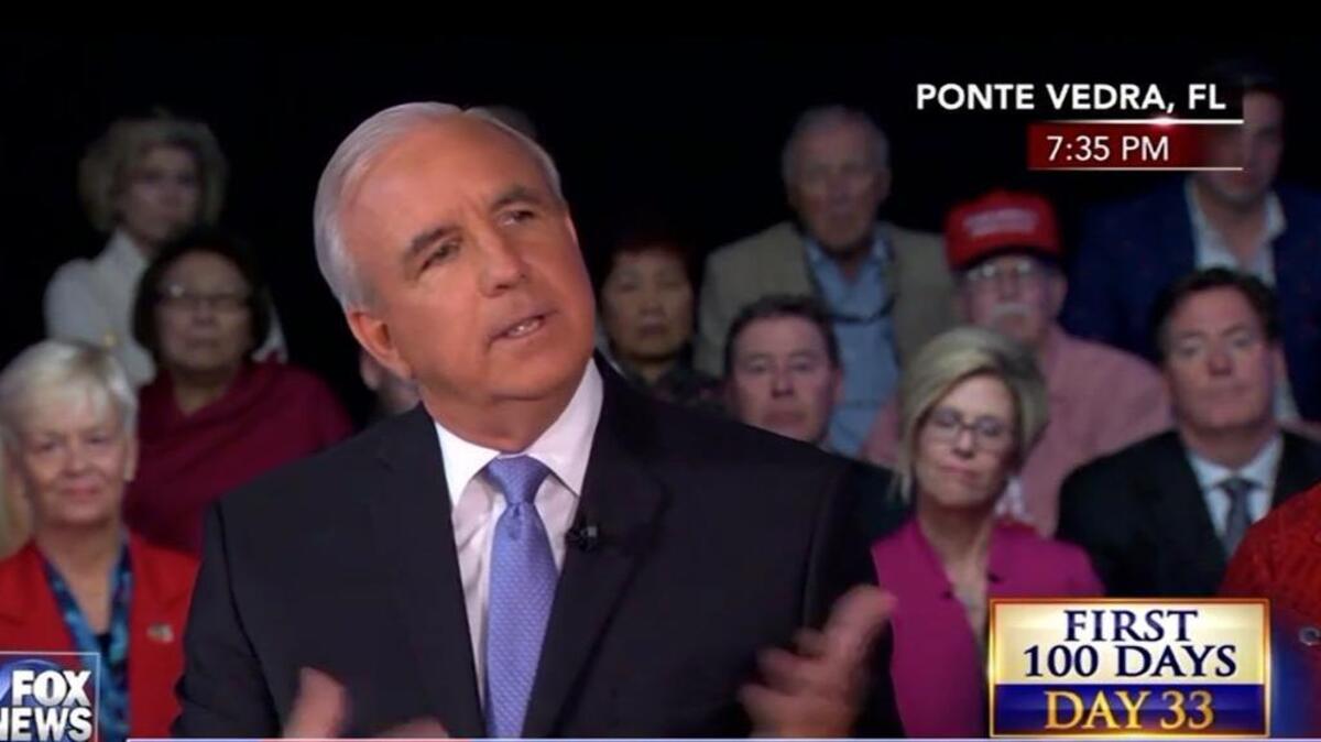Miami-Dade Mayor Carlos Gimenez during a Fox News town hall on Feb. 21 to discuss his decision to honor detention requests from immigration authorities.