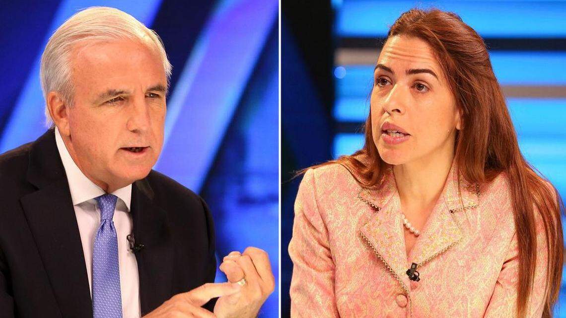 Miami-Dade Mayor Carlos Gimenez and challenger Raquel Regalado.