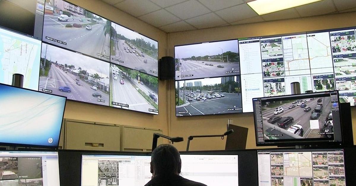 A view of the traffic situation for Monday morning traffic at the Traffic Management Center for Miami-Dade County on June 6.
