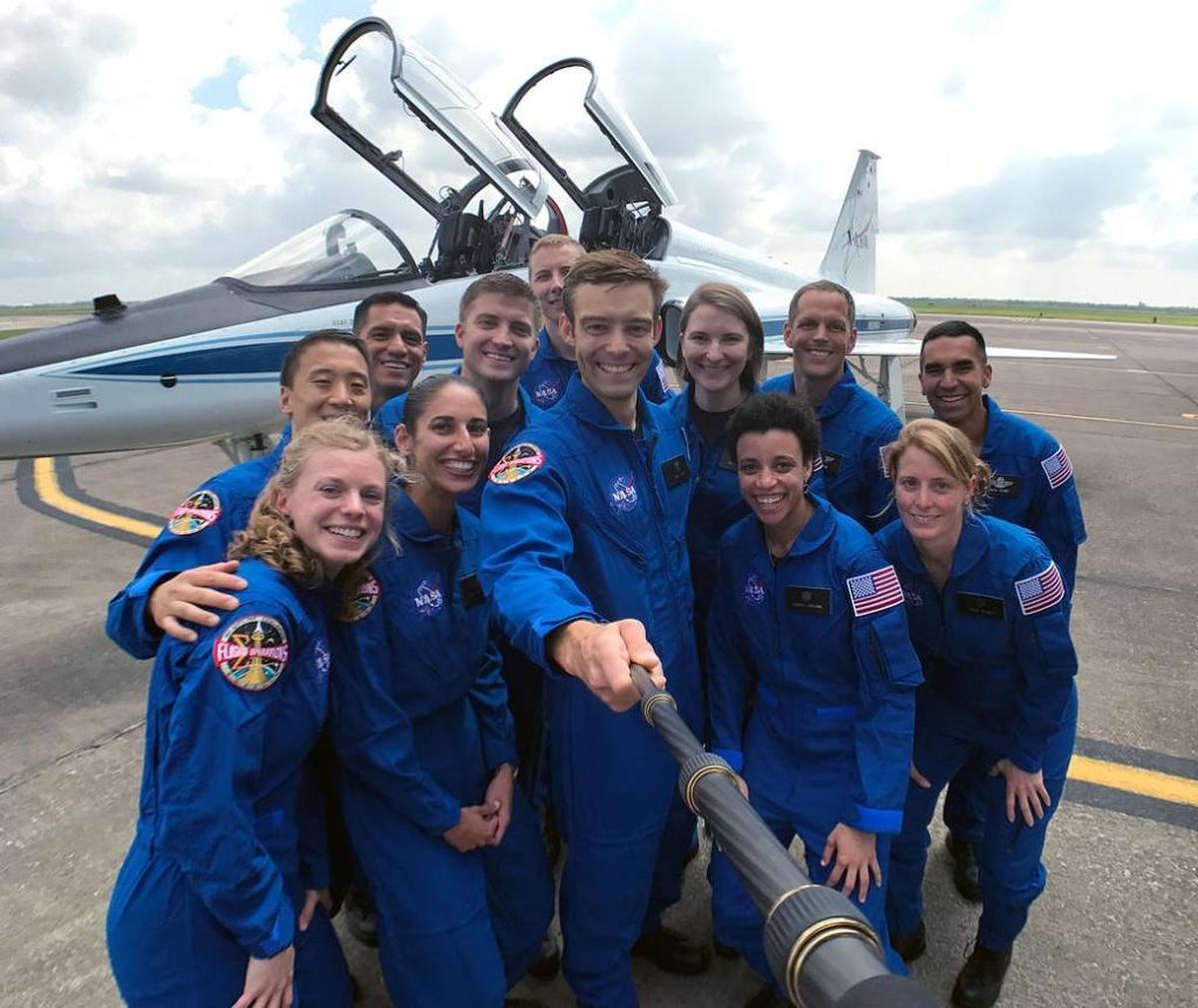 A selfie of 2017 NASA astronauts at Ellington Field.