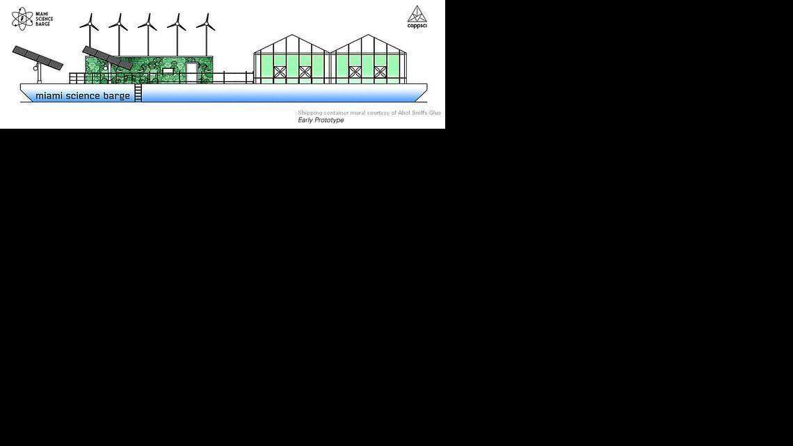 
A preliminary drawing of the Miami Science Barge.
