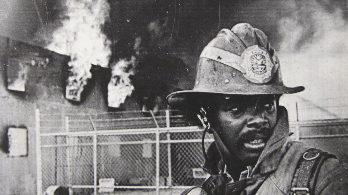 A firefighter on the scene.