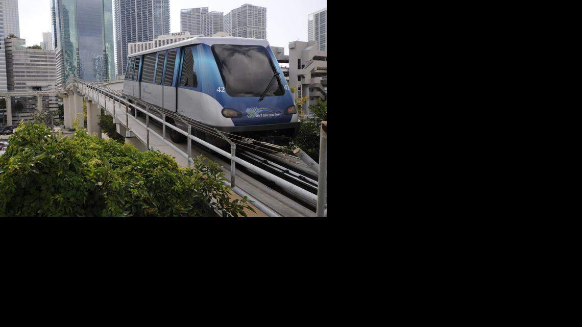 
A Metromover car, shown in this file photo from 2011, offers free rides through downtown Miami and the Brickell neighborhood. Some leaders want fares to return to help pay for transit needs elsewhere. 
