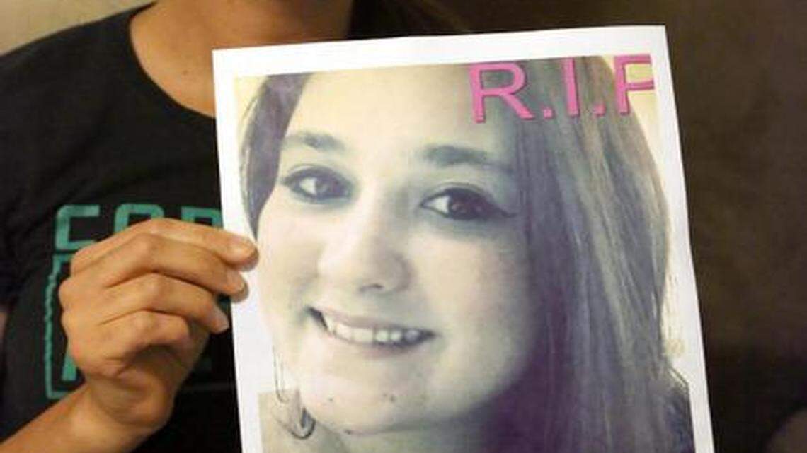 
Andrea Perez, mother of Romina Fernandez (pictured), who was found dead and burned in a mall in the city of Sweetwater. The image was taken at her home on Thursday, Oct. 23, 2014.
