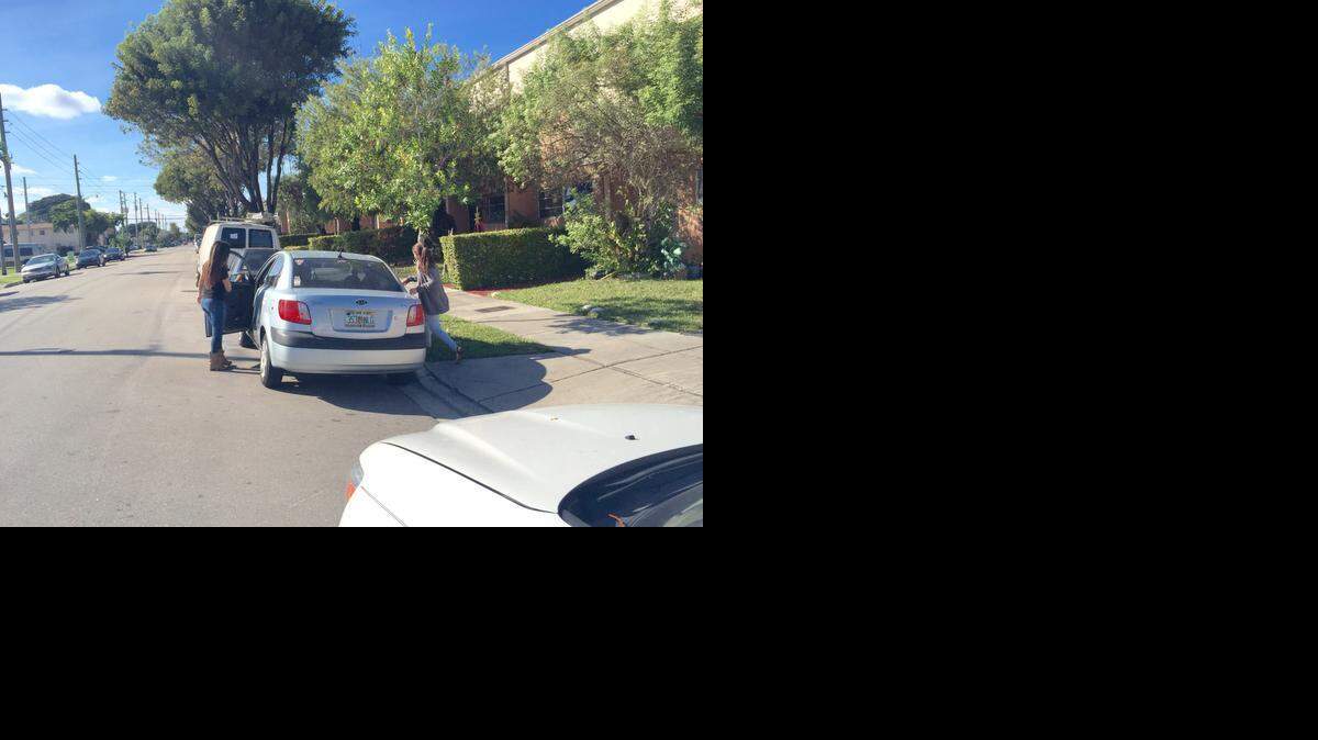 
109 Tower resident Ashley Pinero parks her car illegally along the narrow streets of Sweetwater so she doesn’t have to cross the busy Eighth Street, an eight-lane state road.
