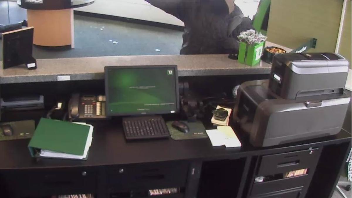 Surveillance camera video of the July 5 TD Bank branch robbery.