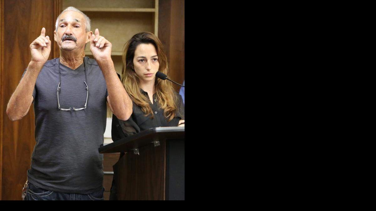 
Former Sweetwater employee Jorge Gonzalez speaks at a commission meeting in October.
