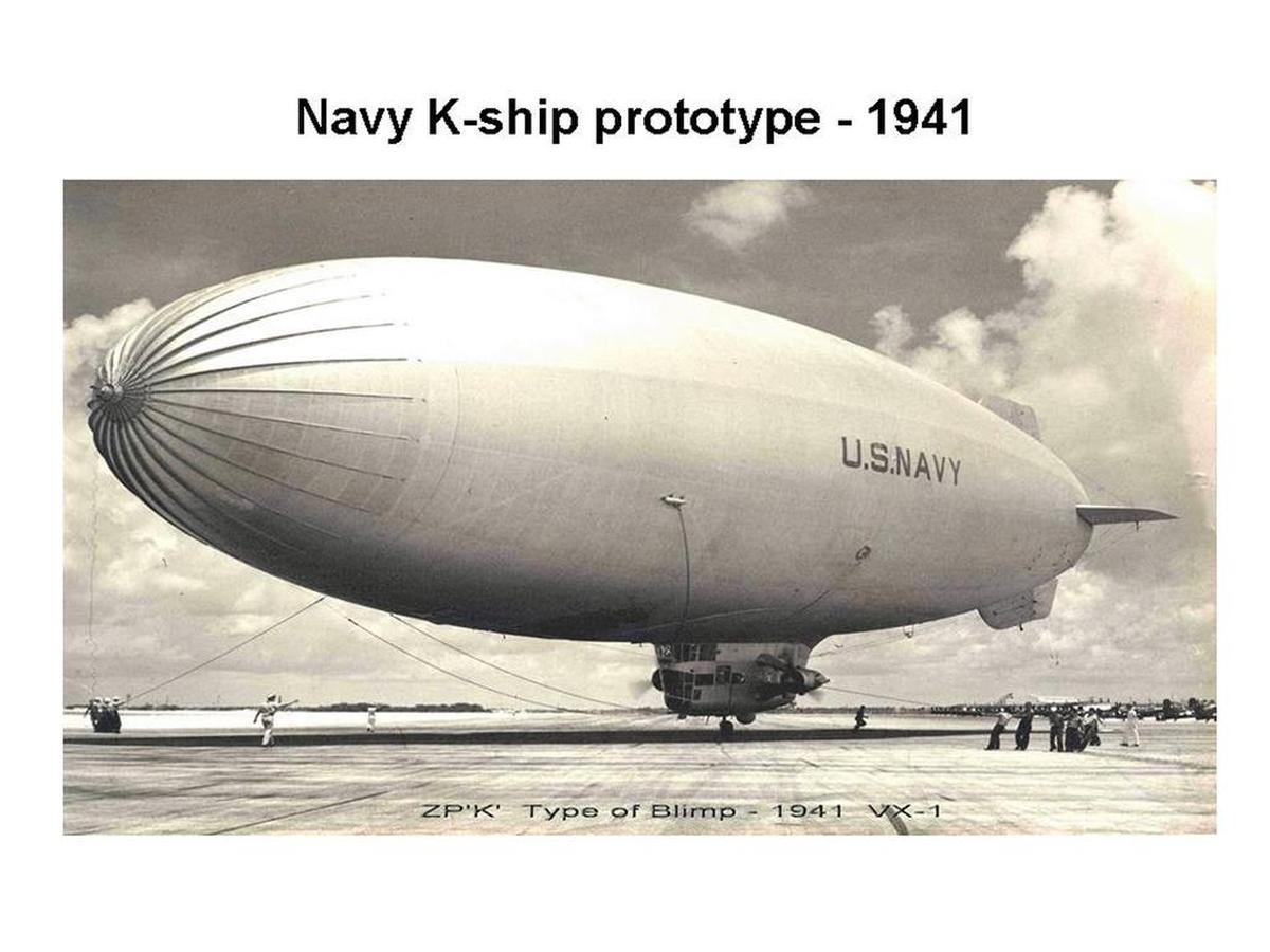 This archival image from the Military Museum and Memorial of South Florida shows a prototype for the kind of Navy blimp that was shot down off the coast of Key Largo on June 18, 1943.