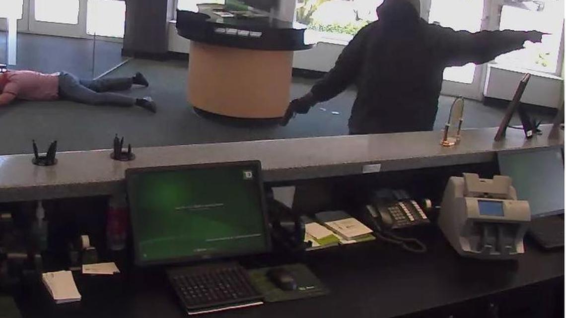 Surveillance camera video of Thursday morning’s bank robbery at TD Bank.