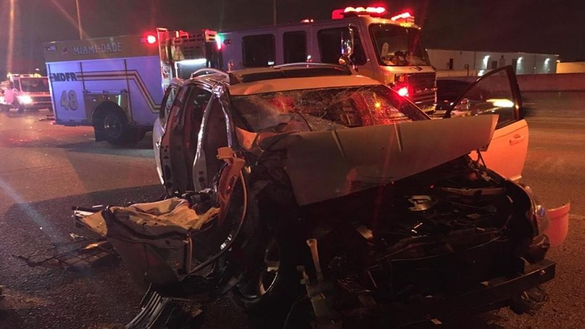 Miami-Dade Fire Rescue responded to a vehicle accident on the southbound lanes of the Palmetto Expressway between NW 36 and NW 58 street when a tractor trailer lost control hitting the minivan on Tues., April 19, 2016.