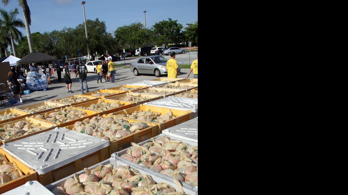 
Bags full of groceries wait to be distributed during an operation by the non-profit organization, Farm Share, at Tamiami Park in Sweetwater in June 2013. Local politicians often attend these events as volunteers, but there are complaints that they use the activity for electoral purposes.


