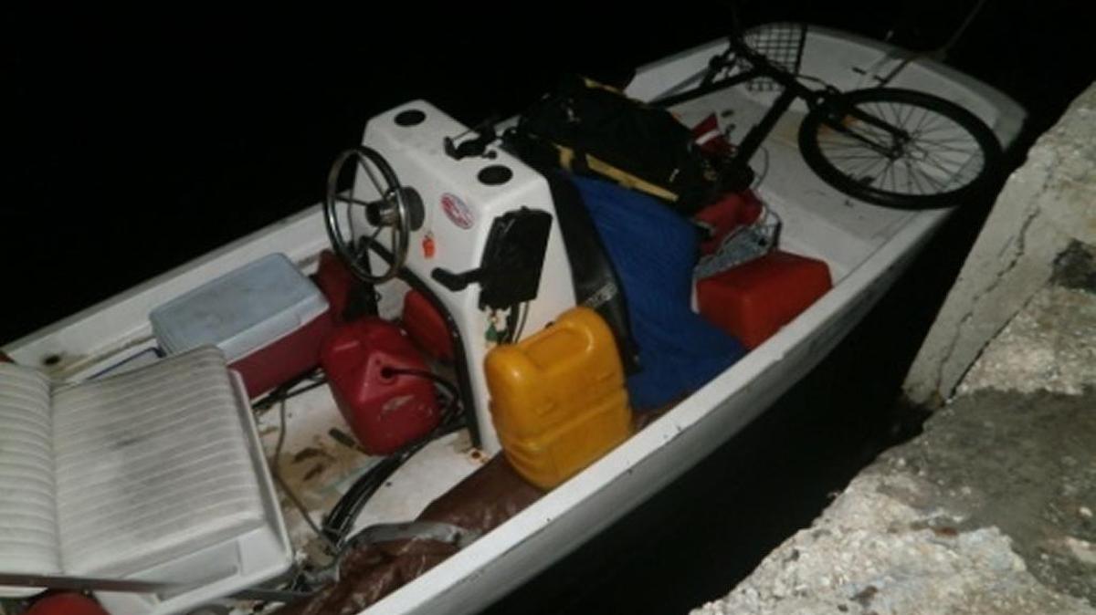 Indiana fugitive Shawn Wegmann is suspected of stealing this small boat in Key West to flee to Cuba, where he was detained in late October and turned over to the U.S. Marshals Service on Tuesday.