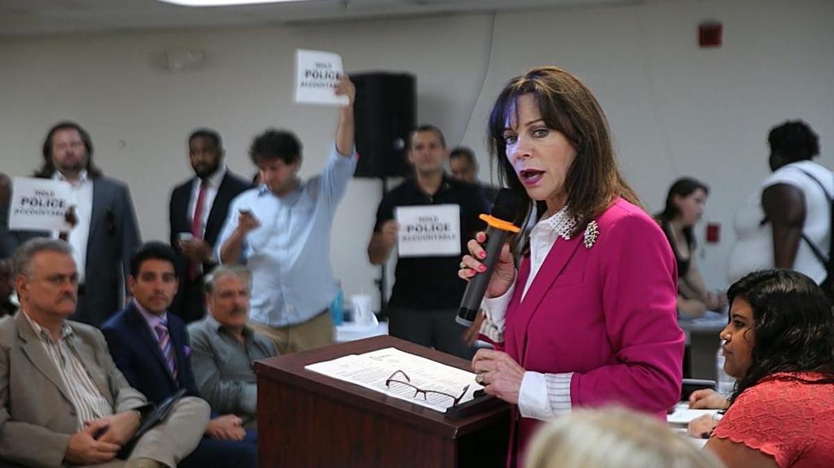 in May, State Attorney Katherine Fernandez Rundle spoke during a Miami-Dade Democratic Party meeting on a proposal to rebuke her one of the county's most powerful Democrats for her failing to mount a criminal case against the guards who placed Dade Correctional Institution inmate Darren Rainey in a searing shower until he collapsed and died.