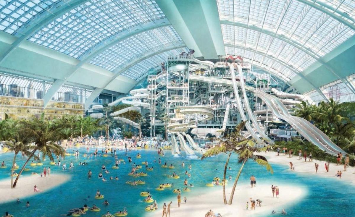 Rendering of an artificial beach at the American Dream Miami retail theme park, a project planned for Northwest Miami-Dade.