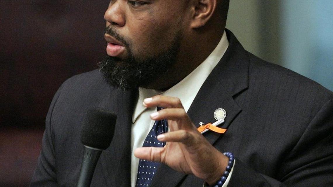 Sen. Dwight Bullard during the legislative session in May 2014.
