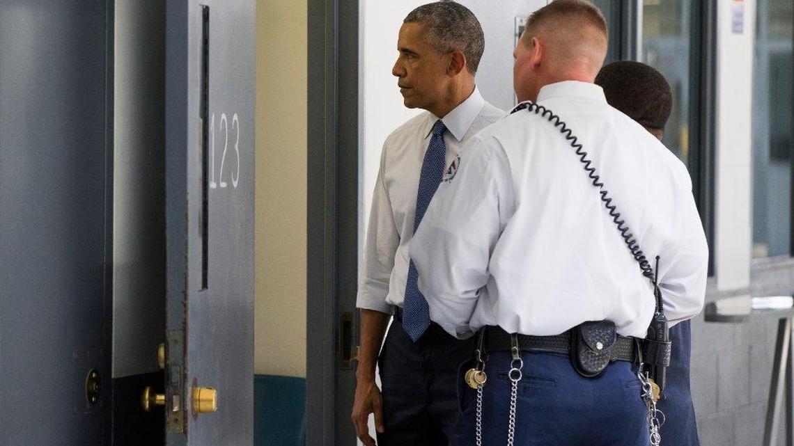 President Barack Obama tours a federal prison in Texas earlier this year.