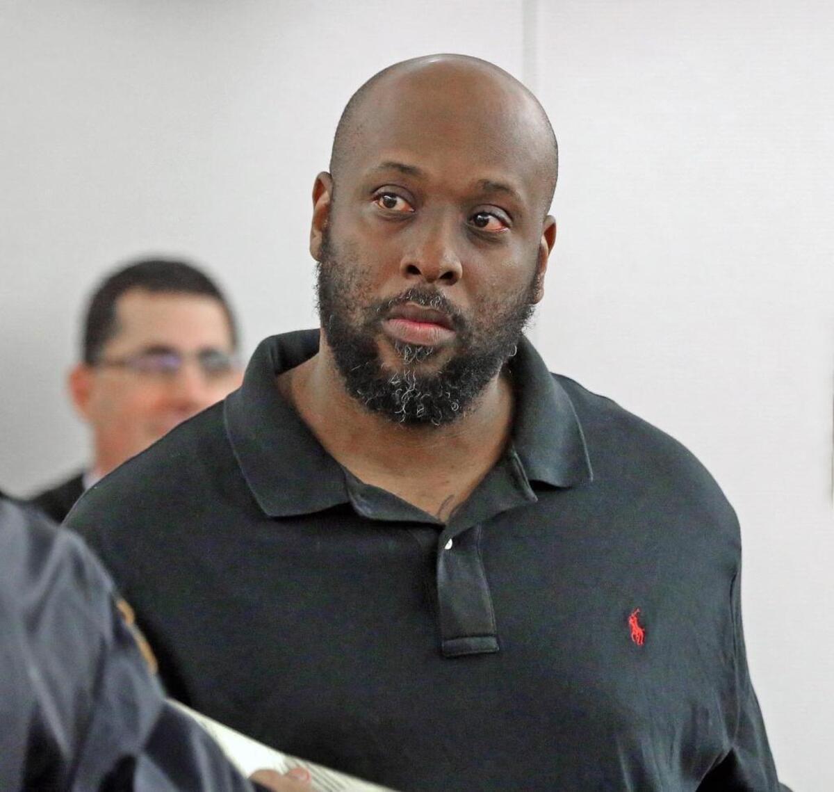 Tobaris Coley, father of Ethan Coley, the 1-year-old boy who died of severe burns to his body, at the children’s courthouse on Friday, Jan. 19, 2018. Christina Hurt is the mother of young Ethan Coley and has been arrested.
