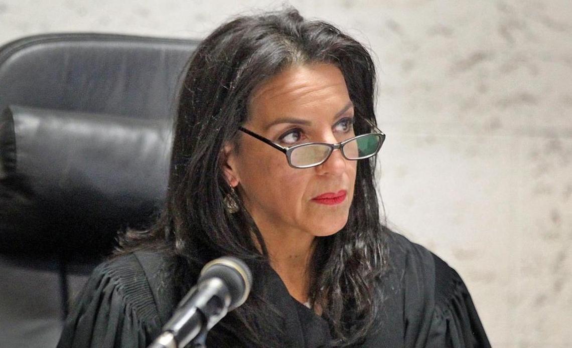 Circuit Court Judge Beatrice Butchko at the first court hearing of Miami-Dade County versus Miami Marlins in a profit-sharing fight between the county and former owner Jeffrey Loria on Friday, Feb. 22, 2018. The county is demanding Loria turn over tax returns in the litigation.