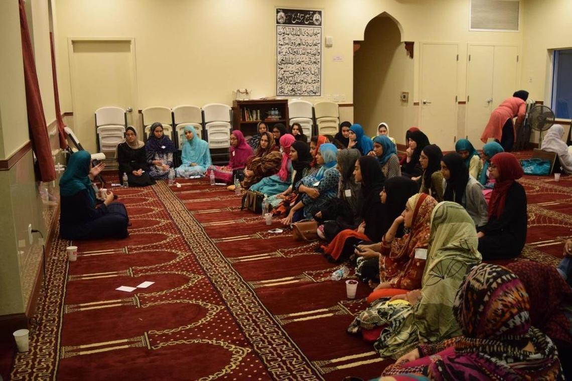 Girls of middle and high school age participate in an all-night girls night, called Qiyaam Night, during Ramadan. Here, they participate in prayers and hear inspirational talks about empathy and volunteering in 2016. Another annual event is planned for June in the Islamic Center of Greater Miami in Miami Gardens.