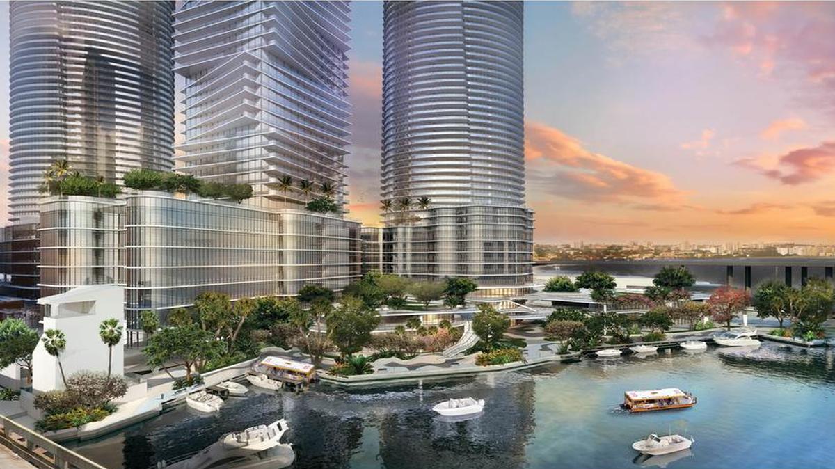An aerial view of the Miami River project from the river. Chetrit Group and Ari Pearl are seeking permission Thursday from the Miami Commission to build a $1 billion complex with four towers, restaurants, offices and shops along a riverwalk.