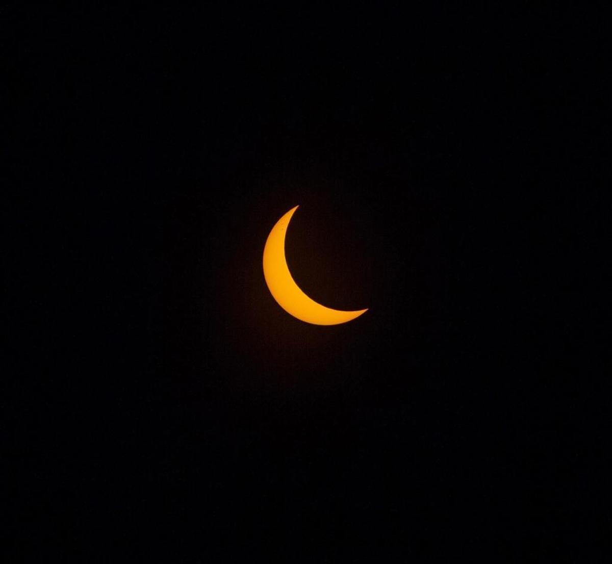 A partial solar eclipse is shown Monday, Aug. 21, 2017, in Doral, Fla.