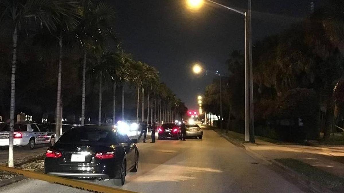Coral Gables police investigate Tuesday night, Feb. 14, 2017, after a police-involved shooting that began with officers trying to pull over a stolen car.