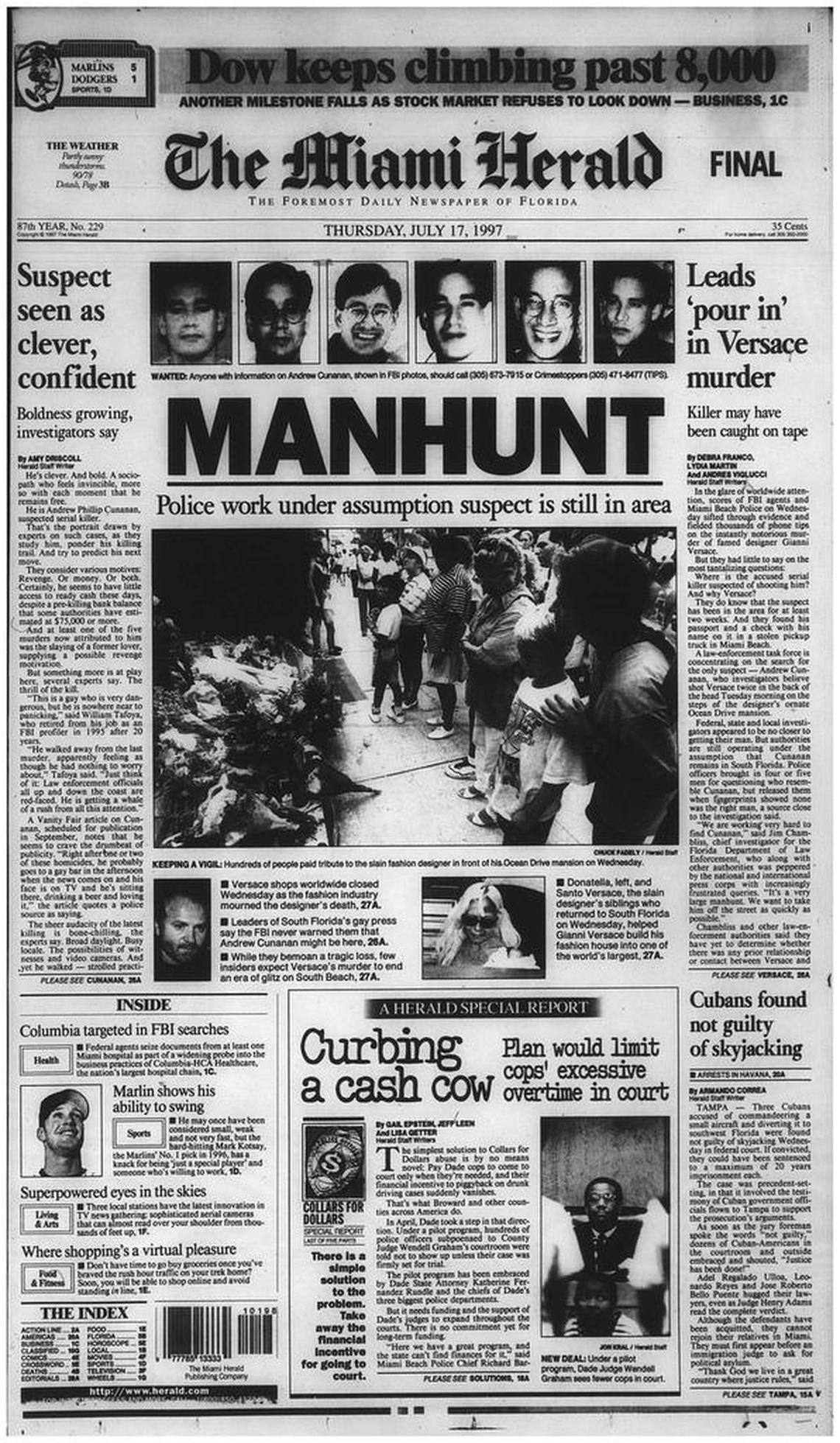 The Miami Herald’s front page on July 17, 1997.