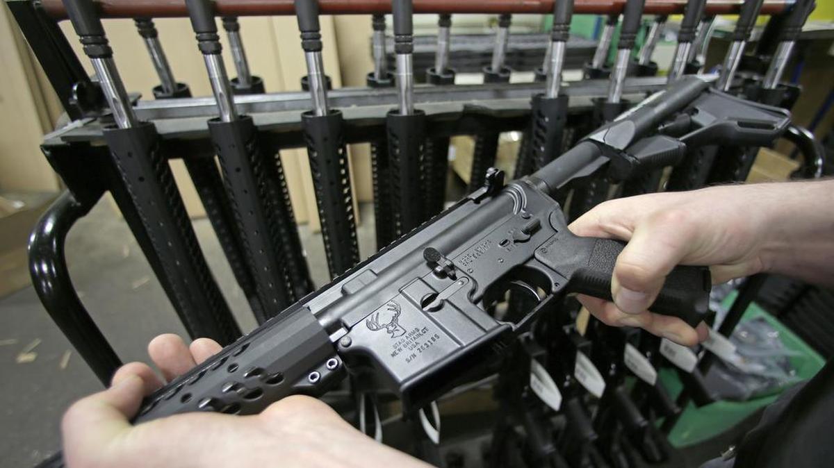 A newly assembled AR-15 rifle at the Stag Arms company in New Britain, Conn, in this file photo from April 10, 2013.