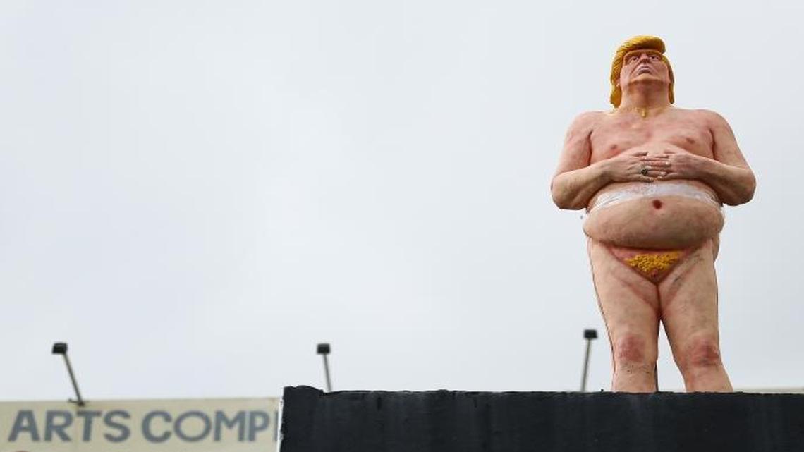 A statue depicting a nude Donald Trump, 2016 Republican presidential nominee, sits on display in Miami’s Wynwood arts district. The statute was later stolen and decapitated.