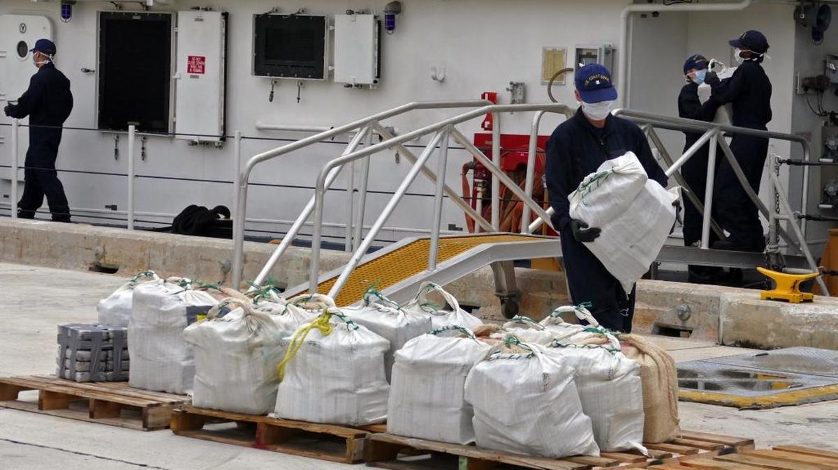 United States Coast Guard unloads 500 kilos of cocaine worth an estimated $17 million (wholesale value) at the Miami Beach Station Friday, Nov. 20, 2015. The go-fast boat was intercepted 35 miles south of the Dominican Republic.