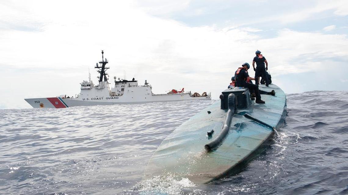 A semi-submersible in international waters off the coast of Central America carrying some 12,000 pounds of cocaine.