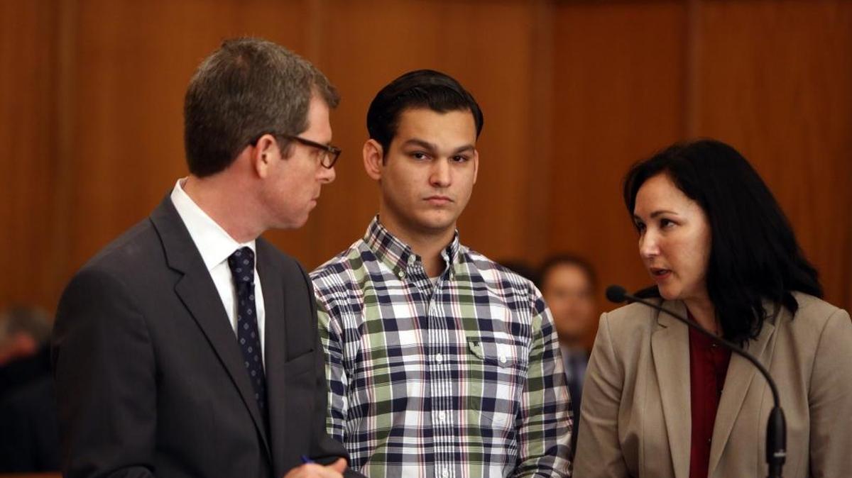 Alejandro Alvarez, (center) the Key Biscayne college student who hit and killed a cyclist and injured another on the Rickenbacker Causeway, accepts a plea deal in on Tuesday.
