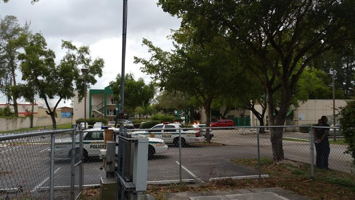 Crime scene outside apartment complex where 6-year-old King Carter was killed.