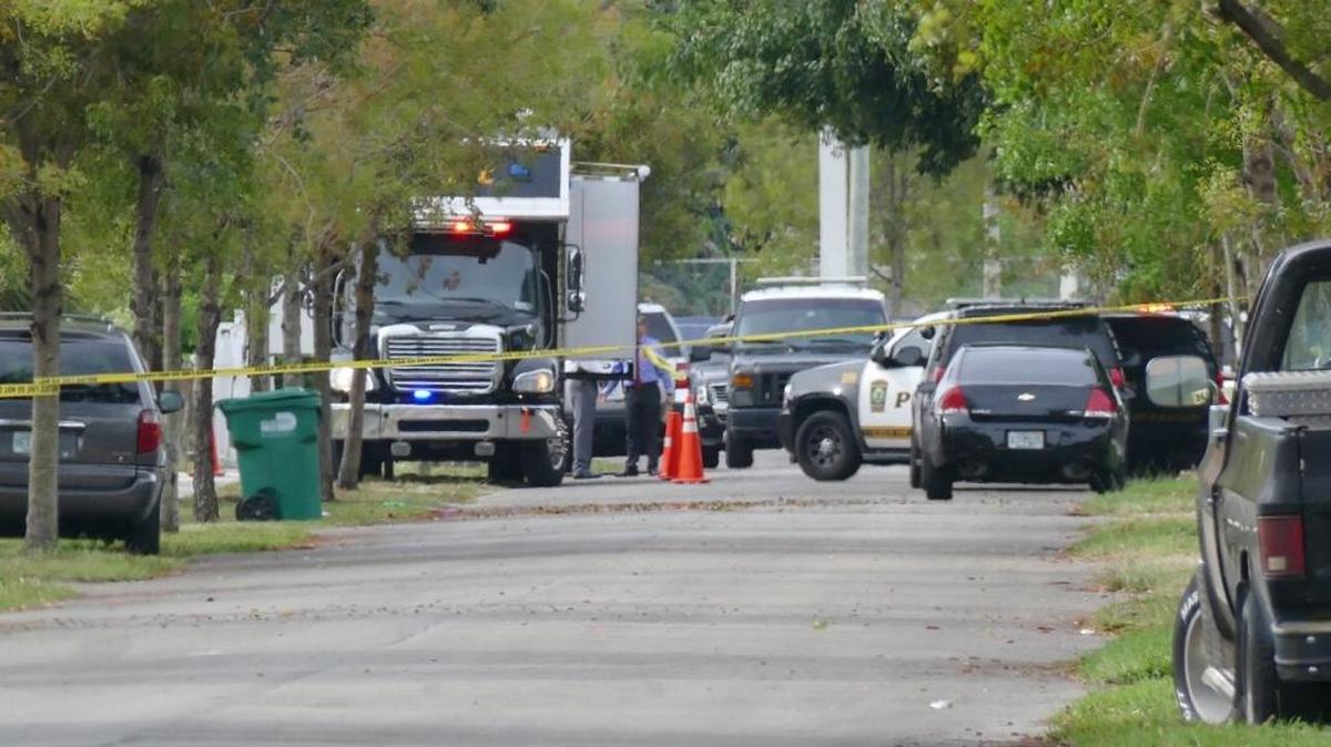 Miami Gardens police at residence on the 15700 block of NW 17 place where a man has been shot dead on Tuesday April 18, 2017.