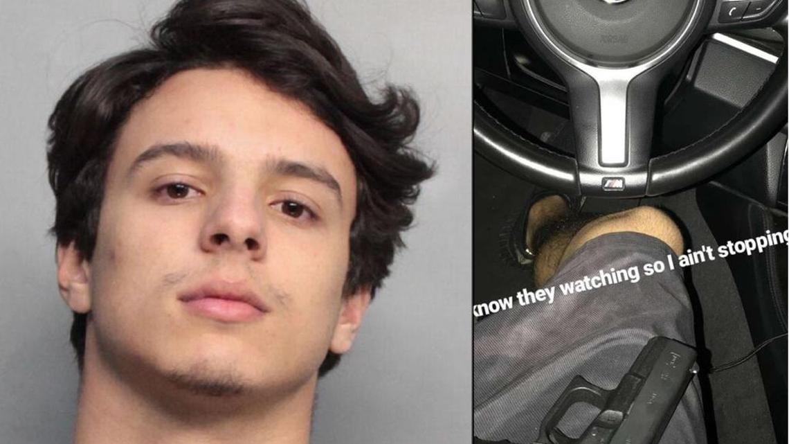 At left, Sean Mesa. At right, a photo allegedly posted to the Mesa’s Snapchat.