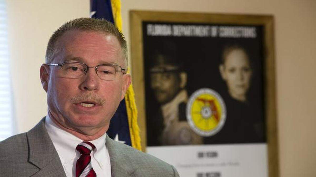 
FILE--Florida Department of Corrections Secretary Michael Crews, shown in this July 10, 2014, file photo, fired more than 30 guards Friday, Sept. 19, 2014, in connection with inmate deaths. 
